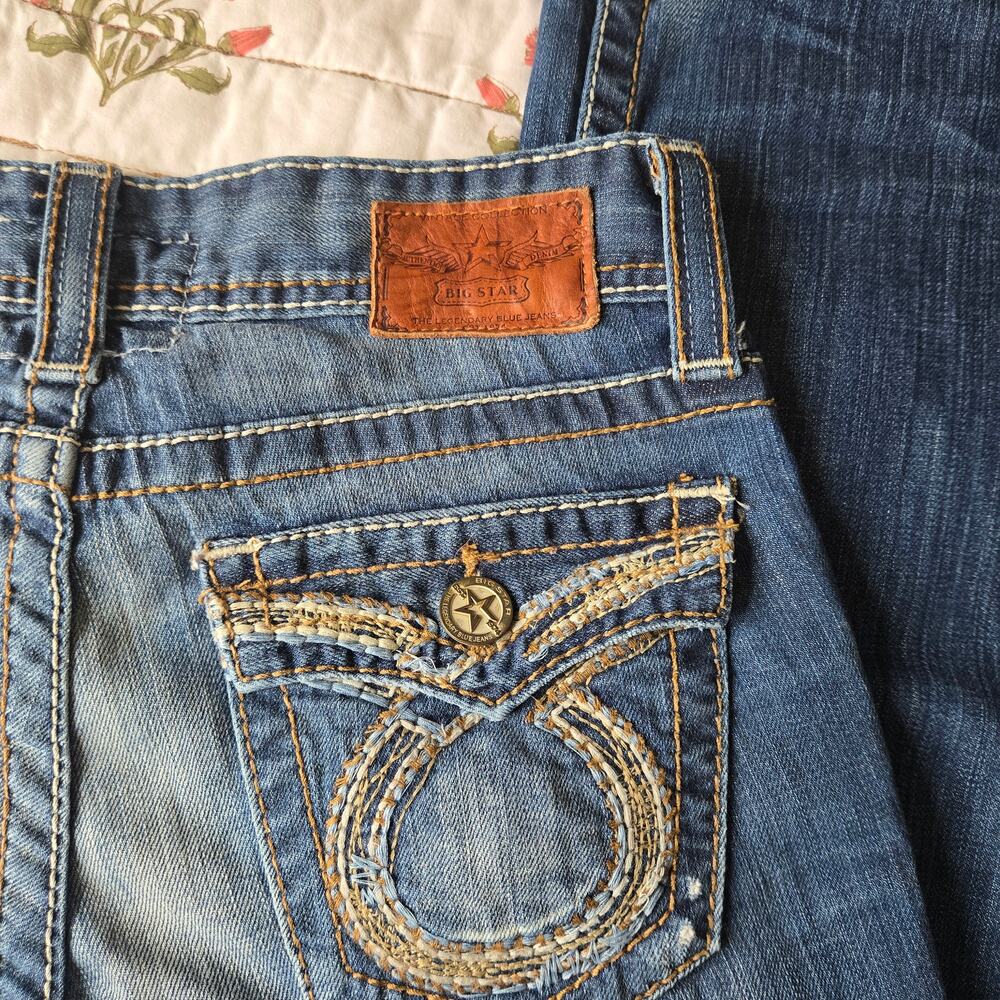 Western Vintage Style Riding Big Star Sophie Boot Cut Blue Women's Jeans 30R - Picture 9 of 11